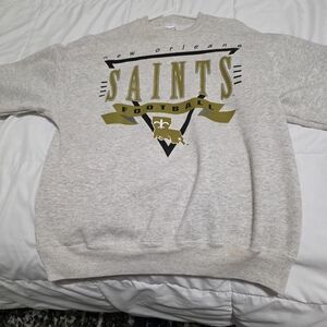 Hanes Gray New Orleans Saints Football Crewneck Sweater